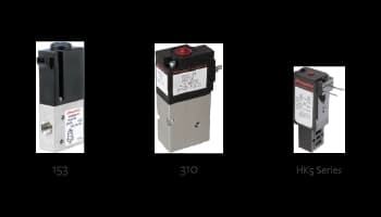 Three Humphrey solenoid valves for oxygen concentrator applications: models 153, 310, and HK5 Series