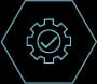 Gear with checkmark icon representing oxygen concentrator valve solutions