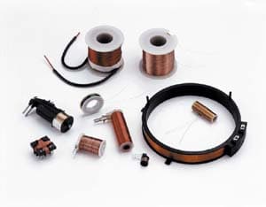 Assorted bobbin-wound coils and solenoid coil components including spools, cylindrical coils, and ring coils for pneumatic valves