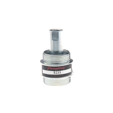 Humphrey R2SS check valve with threaded body and barbed top inlet, silver metal finish