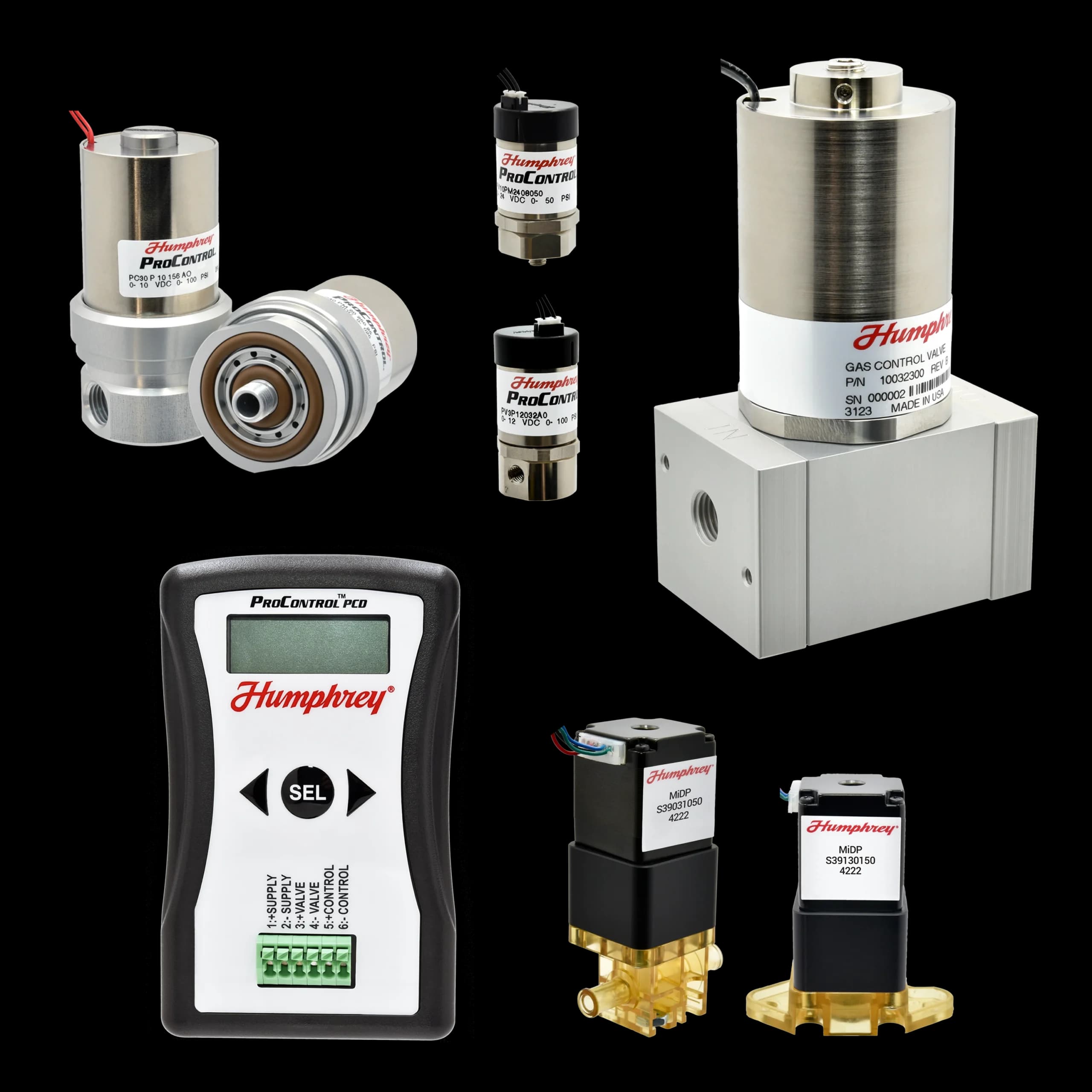 A grouping of products from the MiDP line of Humphrey valves