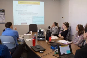 Kalamazoo teachers watching a presentation
