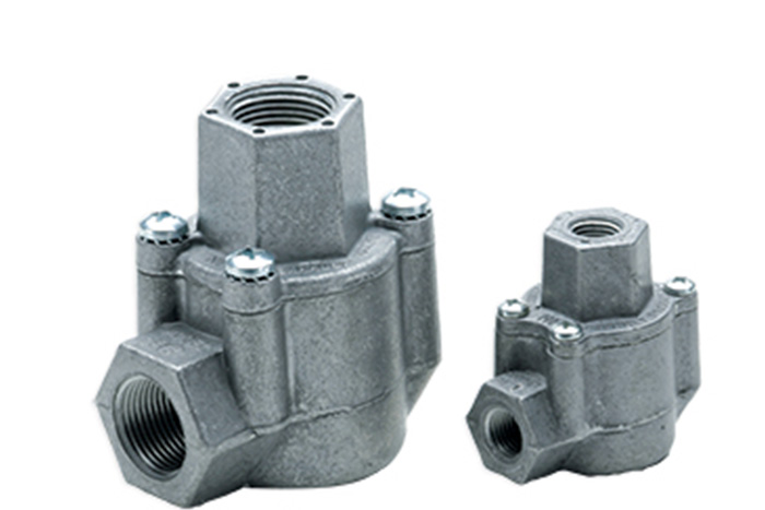A silver and 3-port super quick exhaust valve
