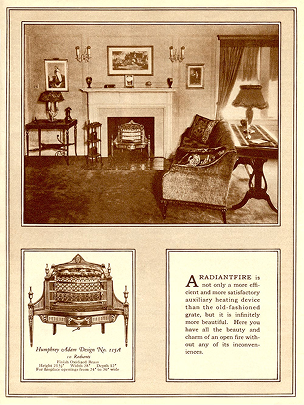 Vintage Humphrey Radiantfire fireplace illustration