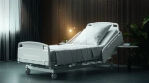 an empty hospital bed